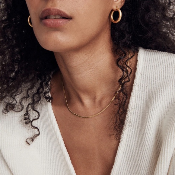 NEW Madewell Delicate Collection Demi-Fine Skinny Herringbone Chain - Picture 2 of 8